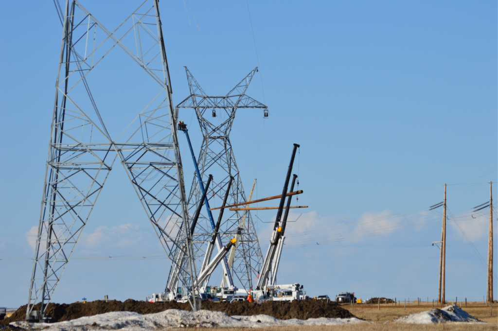 Construction lines. 500 KV HDVC transmission line.